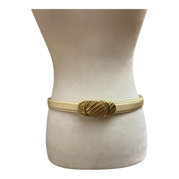 Leather Shop 1988 Vintage Genuine Snake Skin Belt Gold Buckle 80s Disco retro main image 5